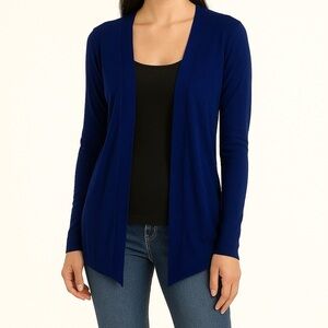 Eileen Fisher Purple Organic Cotton Open Front Cardigan Sweater Size S